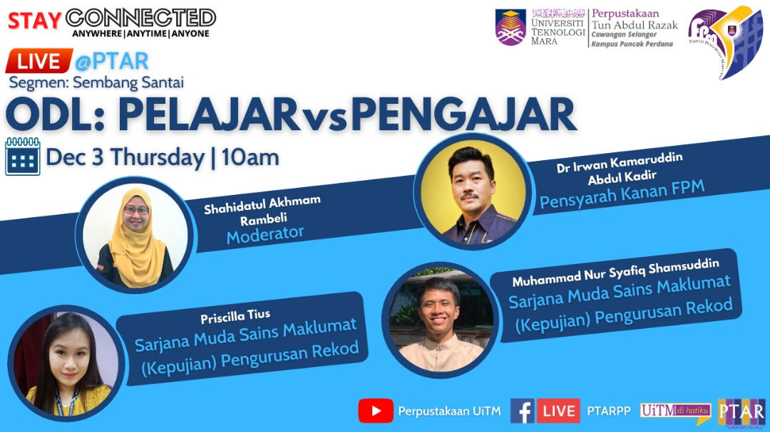 Live@PTAR SEGMEN SEMBANG SANTAI: “ODL: PELAJAR VS PENGAJAR”.