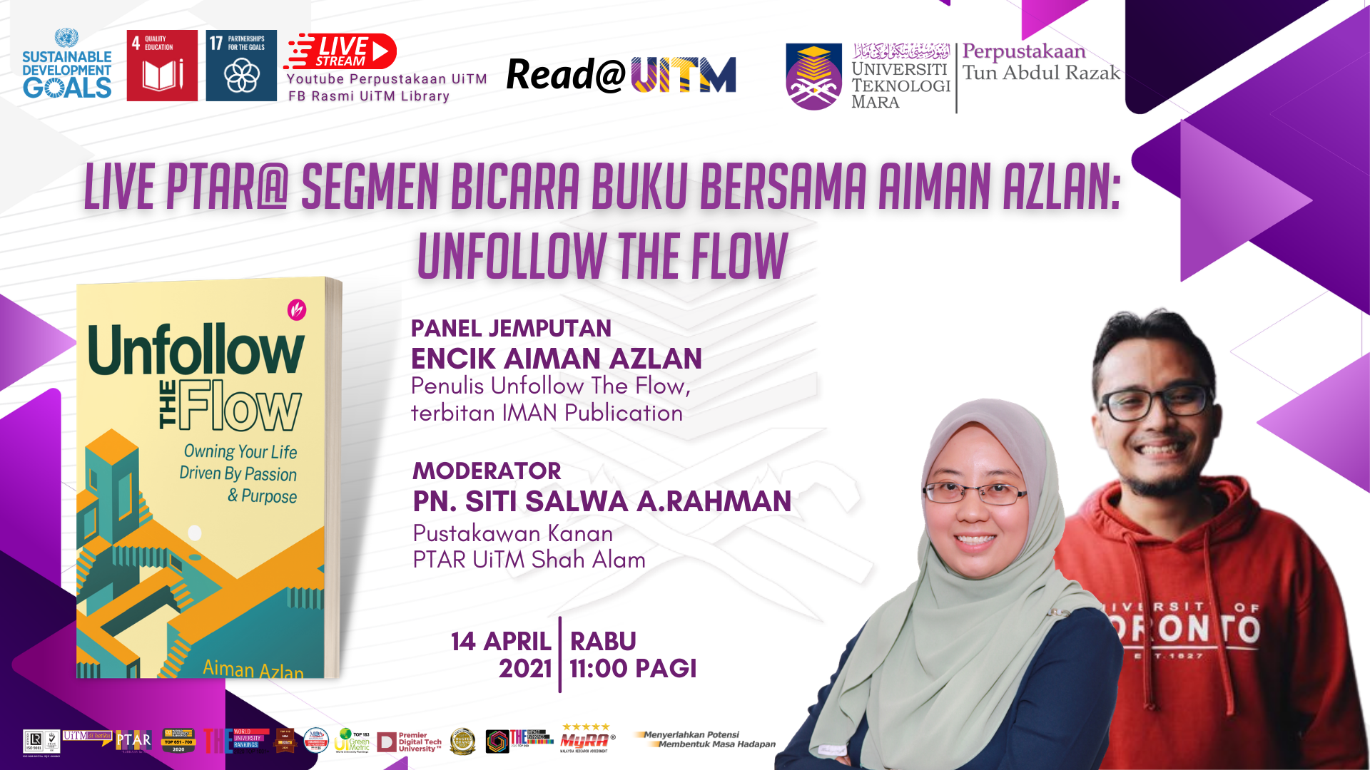 Live@PTAR SIRI 15 SEGMEN BICARA BUKU BERSAMA AIMAN AZLAN: UNFOLLOW THE FLOW