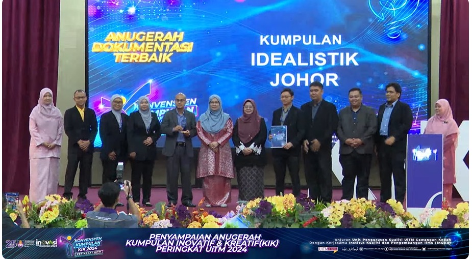 Tahniah IDEALISTIK – Pemenang Anugerah Dokumentasi Terbaik & Anugerah Penarafan Emas Konvensyen Kumpulan Inovatif dan Kreatif (KIK) UiTM 2024