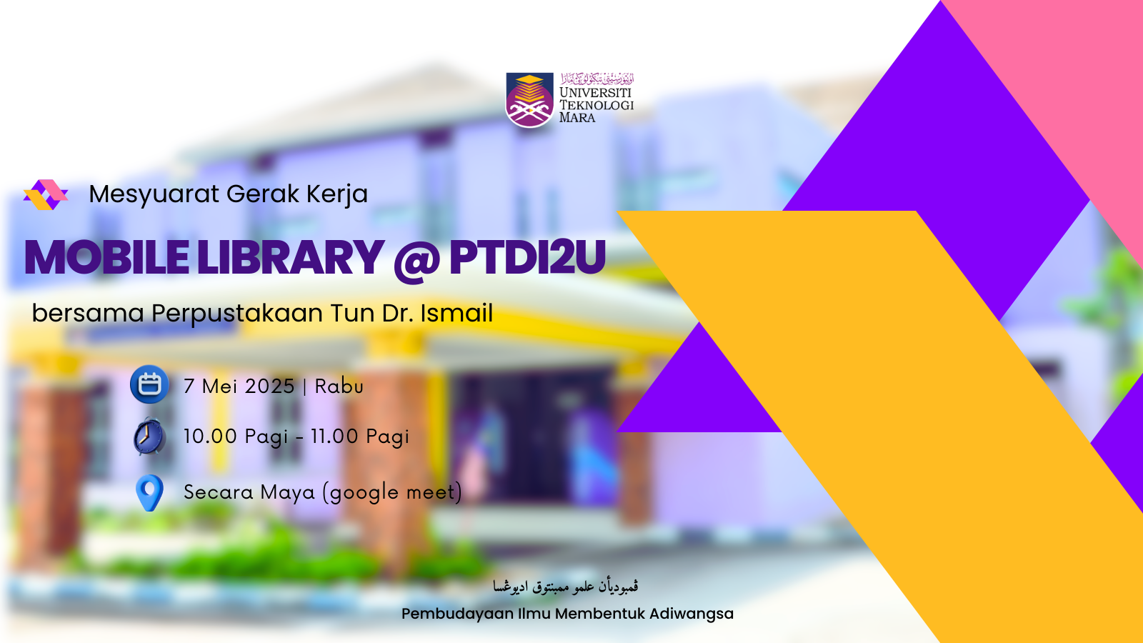 Mesyuarat Gerak Kerja Mobile Library @ PTDI2U Secara Maya