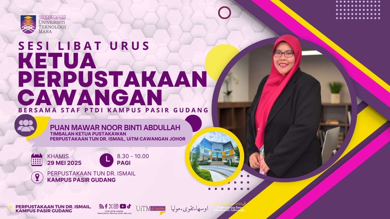 Sesi Libat Urus Ketua Perpustakaan Cawangan Bersama Staf PTDI Kampus Pasir Gudang