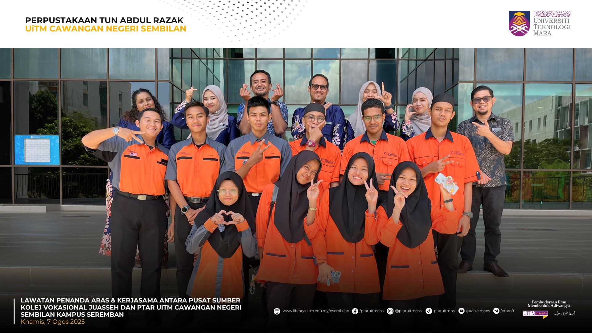 Lawatan Penanda Aras & Kerjasama Antara Pusat Sumber Kolej Vokasional Juasseh dan Perpustakaan Tun Abdul Razak (PTAR) UiTM Cawangan Negeri Sembilan Kampus Seremban 