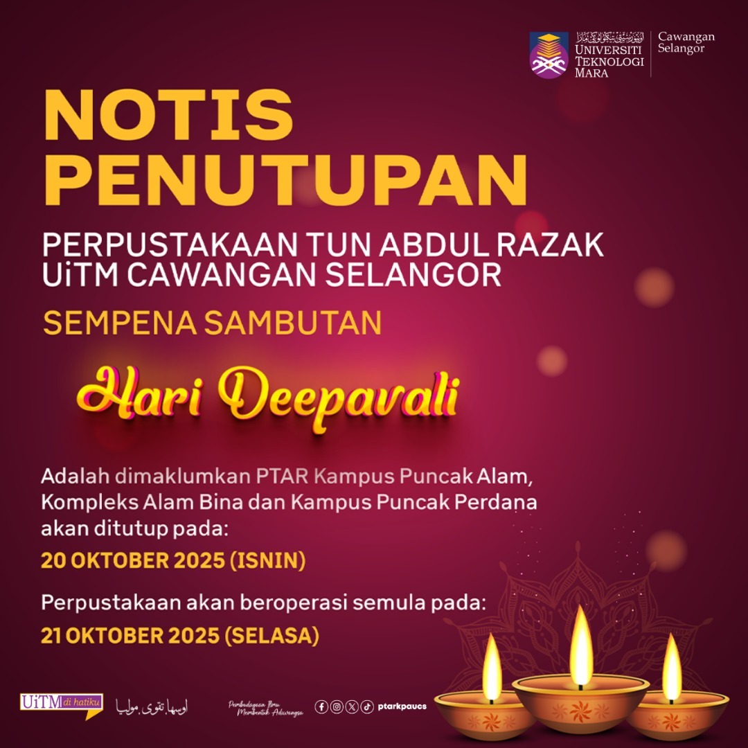 Permakluman Penutupan Perpustakaan Sempena Sambutan Hari Deepavali