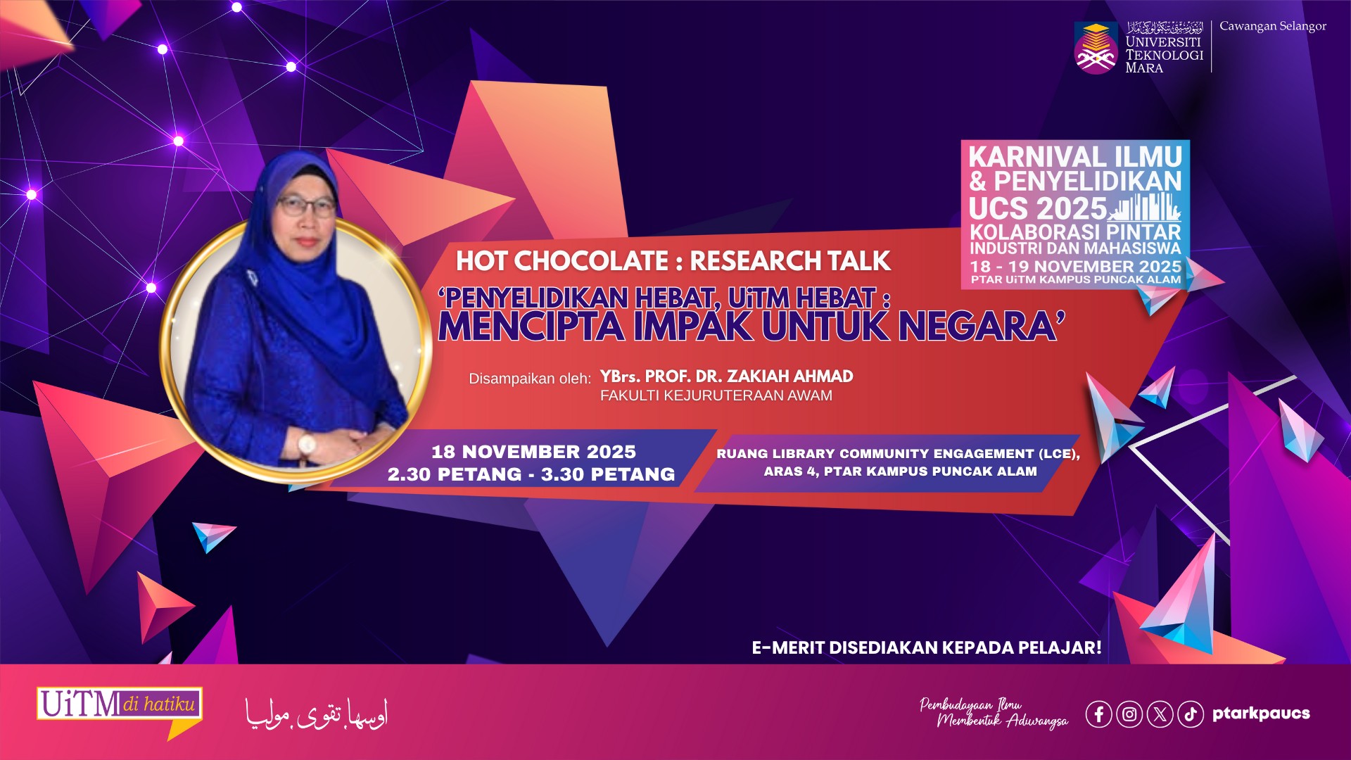 Hot Chocolate : Research Talk 'Penyelidikan Hebat, UiTM Hebat : Mencipta Impak Untuk Negara'
