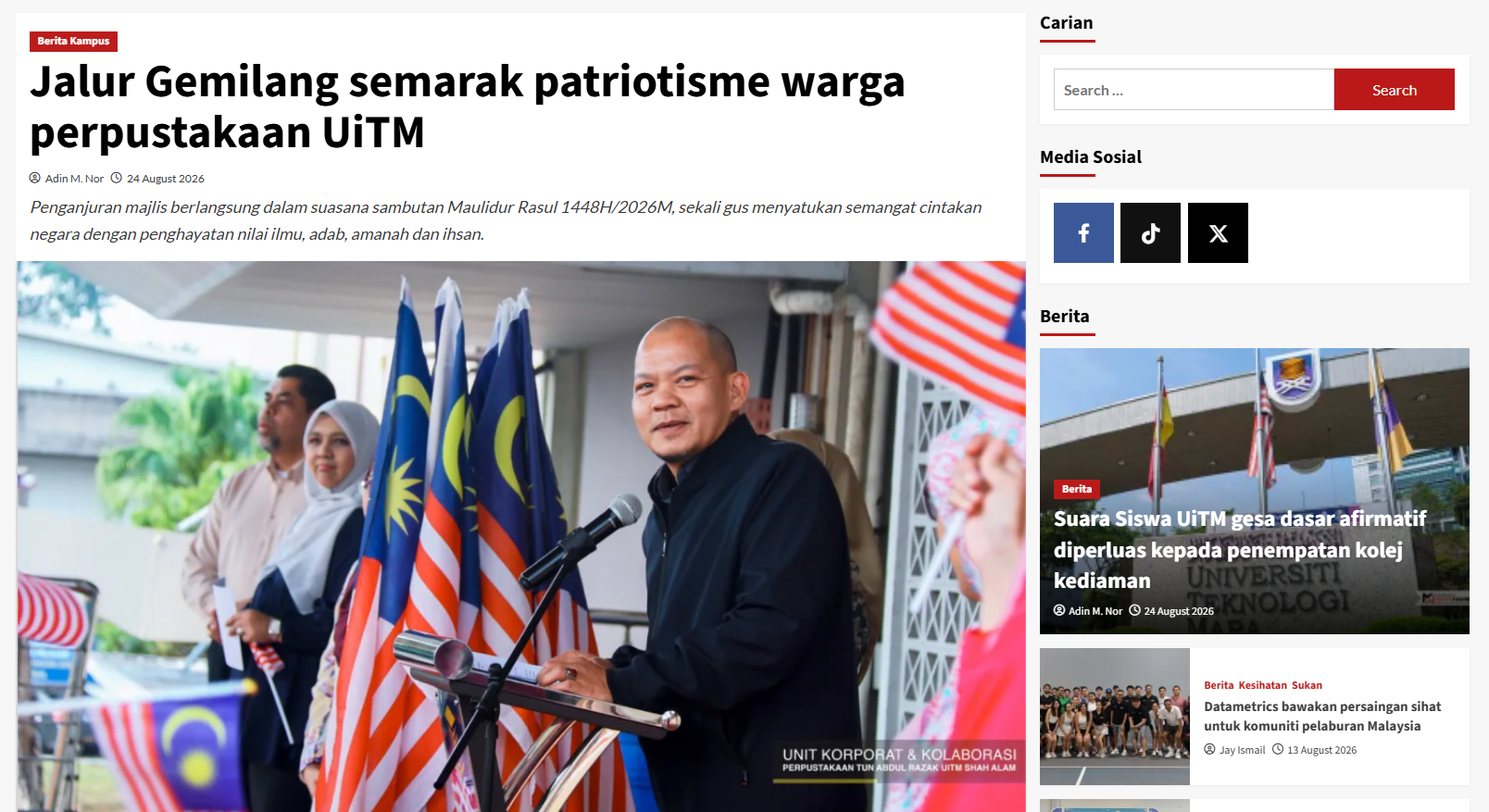 Jalur Gemilang semarak patriotisme warga perpustakaan UiTM
