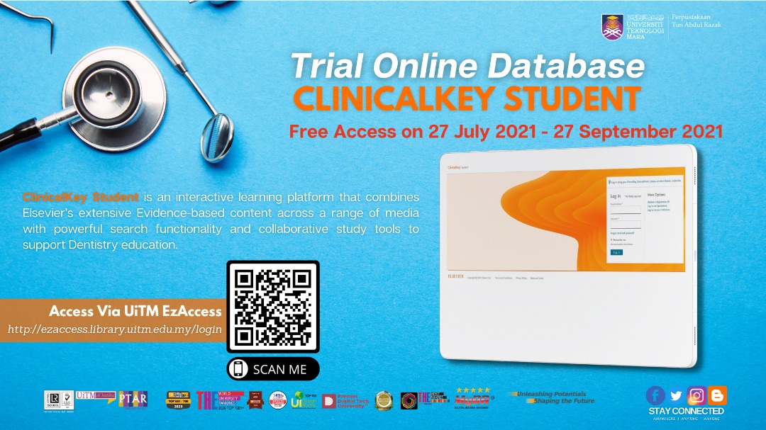 TRIAL ONLINE DATABASE : ClinicalKey Student Dentistry