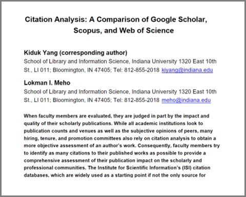 2. Citation Analysis: A Comparison of Google Scholar, Scopus, and Web of Science