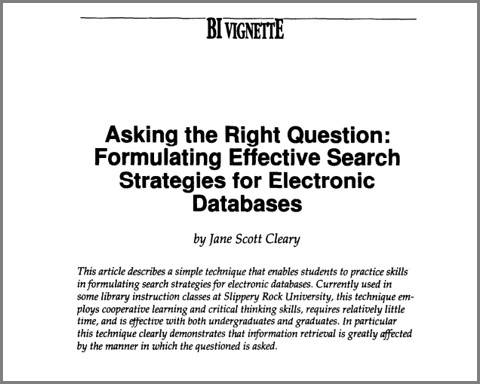 6. Asking the right question: Formulating effective search strategies for electronic databases