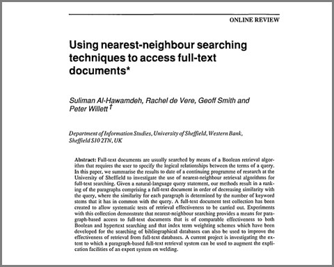 7. Using nearest‐neighbour searching techniques to access full‐text documents