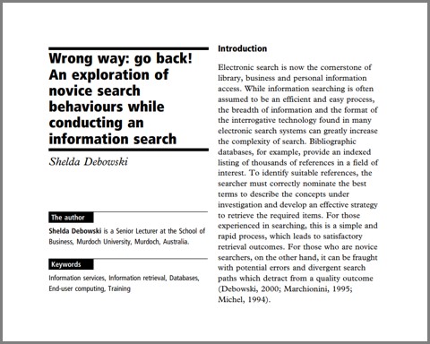 9. Wrong way: go back! An exploration of novice search behaviours while conducting an information search
