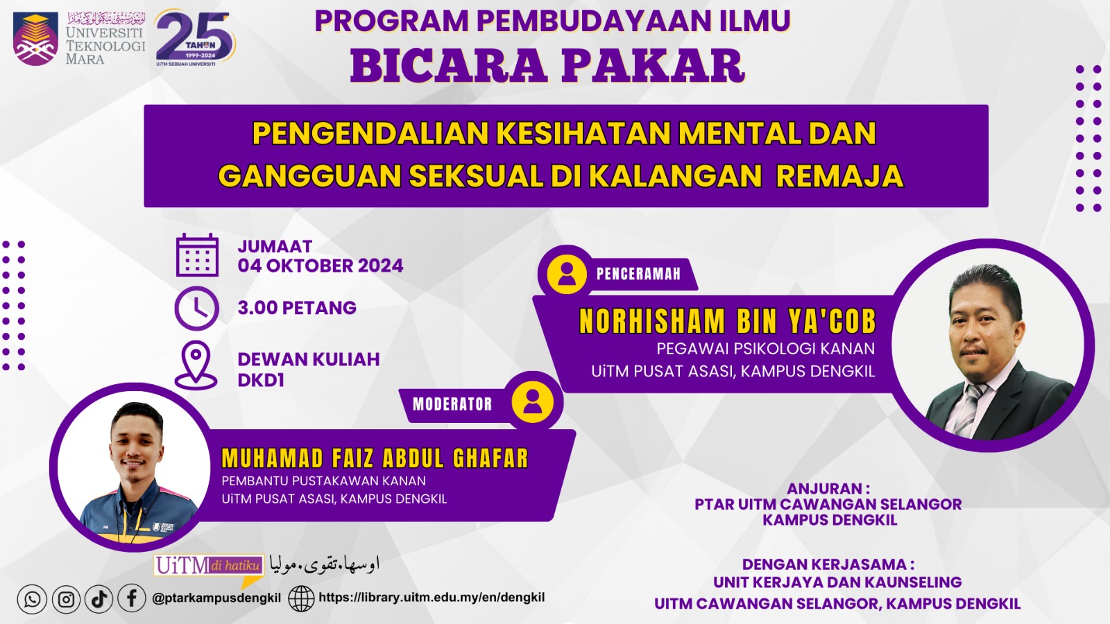 Program Bicara Pakar : Pengendalian Kesihatan Mental dan Gangguan Seksual di Kalangan Remaja