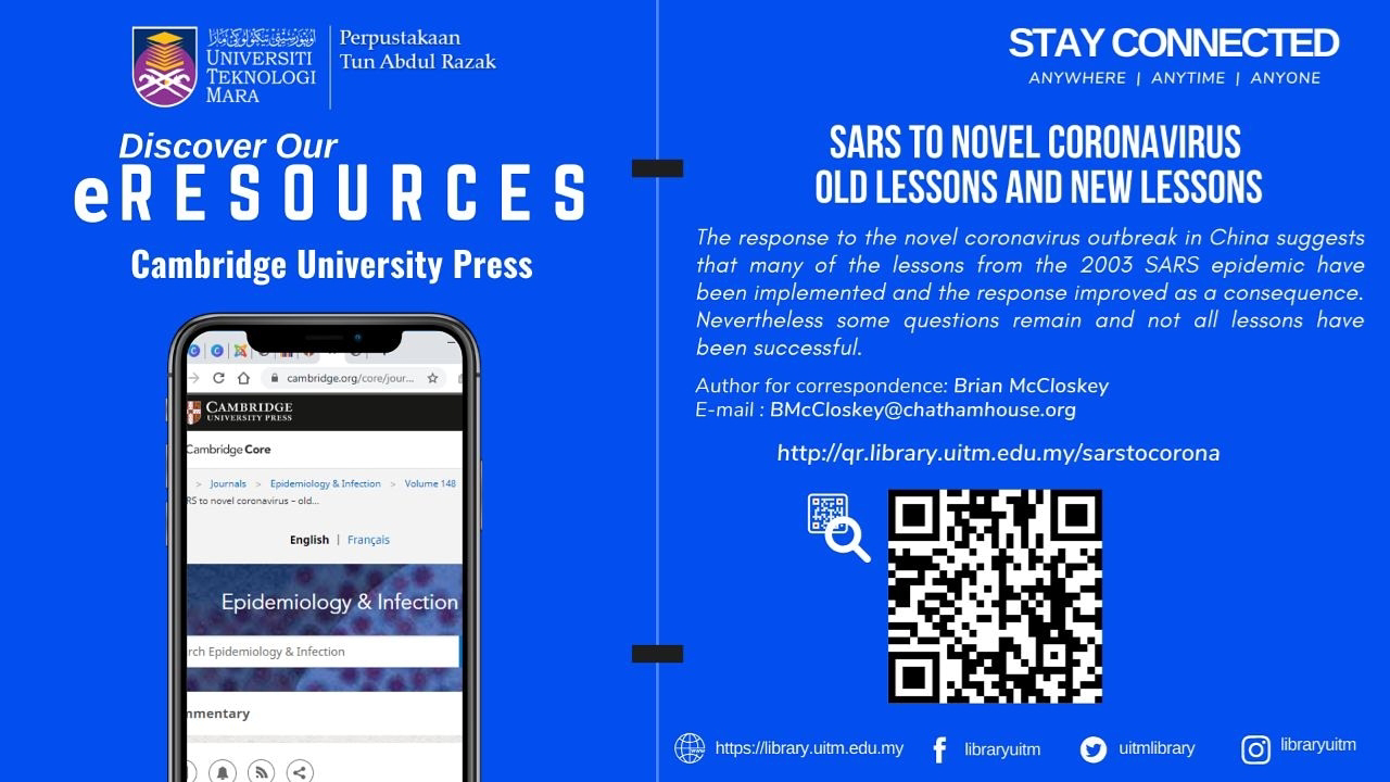 STAY CONNECTED - Discover our eResources : Coronavirus Disease 2019 (COVID-19) Cambridge University Press