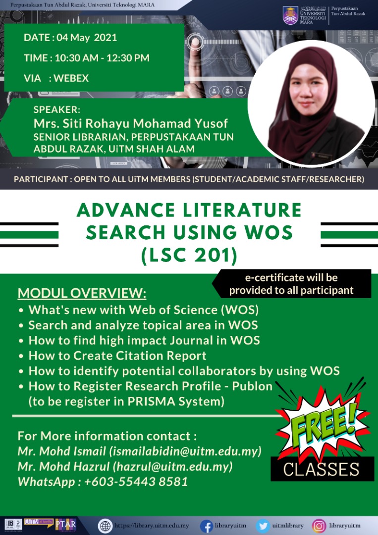Webinar Series :Advance Literature Search Using WOS (LSC 201)