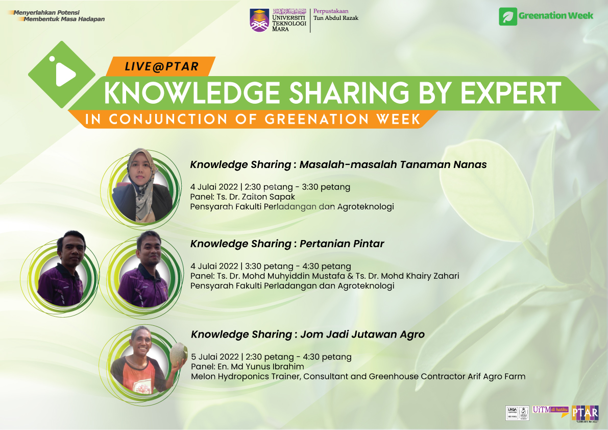 LIVE@PTAR KNOWLEDGE SHARING BY EXPERTS IN CONJUNCTION WITH GREENATION WEEK