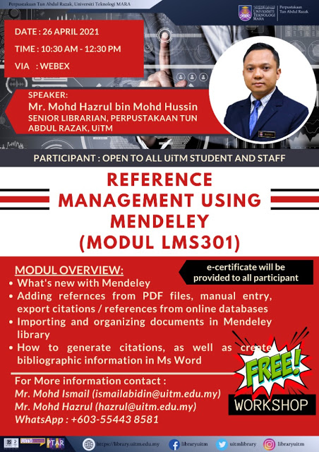 Webinar Series : Reference Management using Mendeley